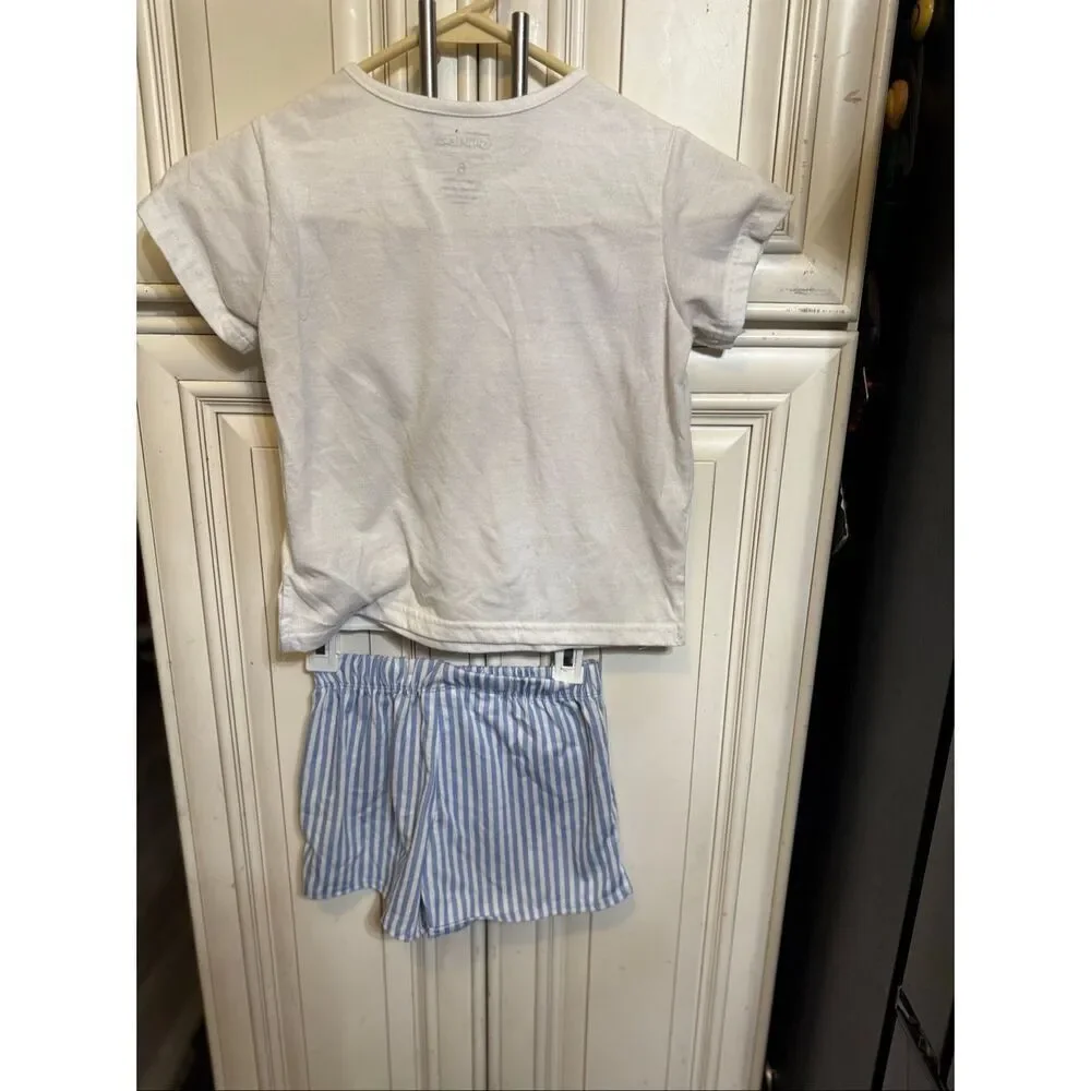 Garfield Girls 2-Piece T-Shirt and Striped Shorts Set Blue Cream Size 6